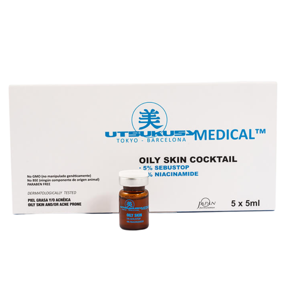 UTSUKUSY COCKTAIL SERUMAS OILY SKIN, 5% SEBUSTOP, 4% NIACINAMIDAS, 1X5ML
