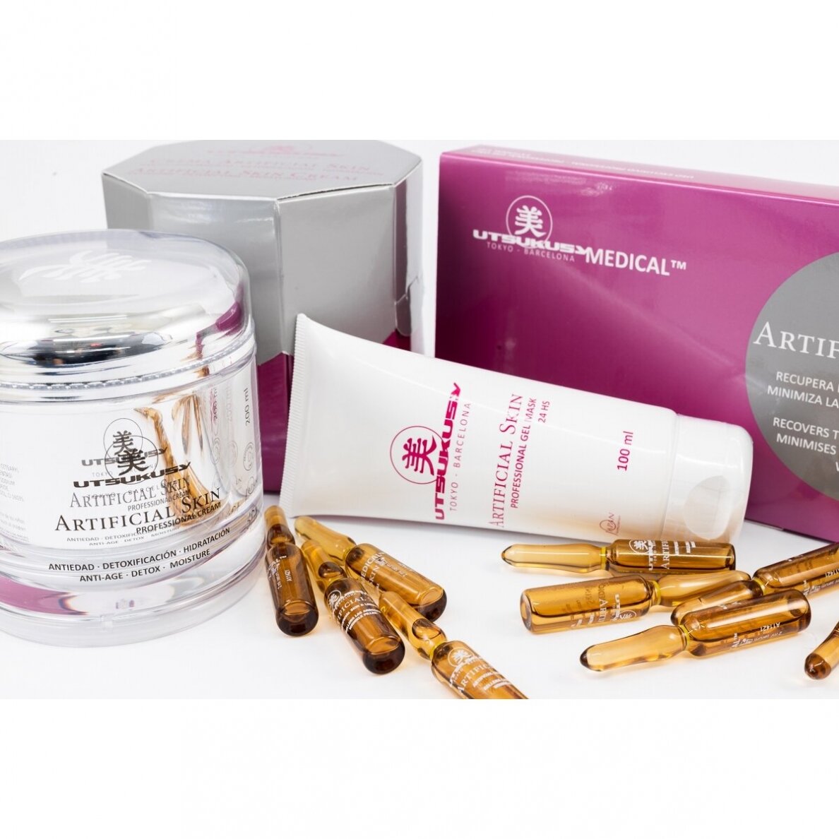 UTSUKUSY GELINĖ VEIDO KAUKĖ ARTIFICIAL SKIN GEL MASK, VISIEMS ODOS TIPAMS+JAUTRIAI ODAI, 100ML