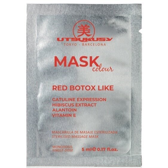 UTSUKUSY ĮMASAŽUOJAMA, STERILI VEIDO KAUKĖ COLOUR RED MASK BOTOX LIKE, 5ML
