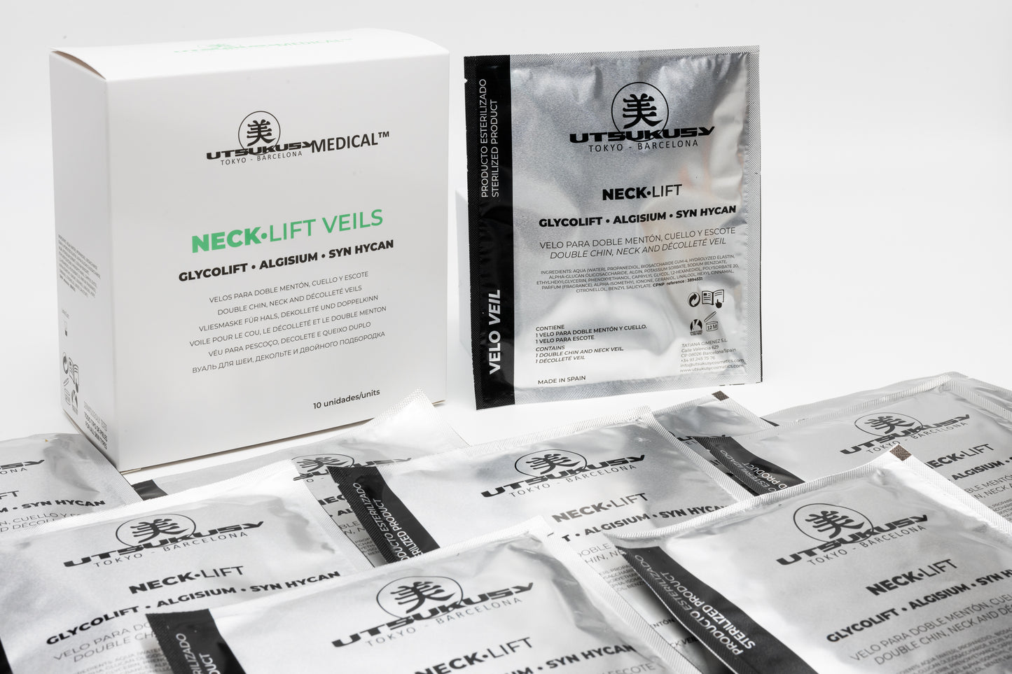 Utsukusy Necklift (smakro, kaklo, dekoltė) lakštinė kaukė, 1 vnt.